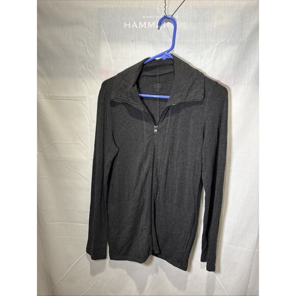 Eileen Fisher Womens Petite Mock Neck Full Zip Stretch Sweatshirt Gray see pics - Picture 5 of 16